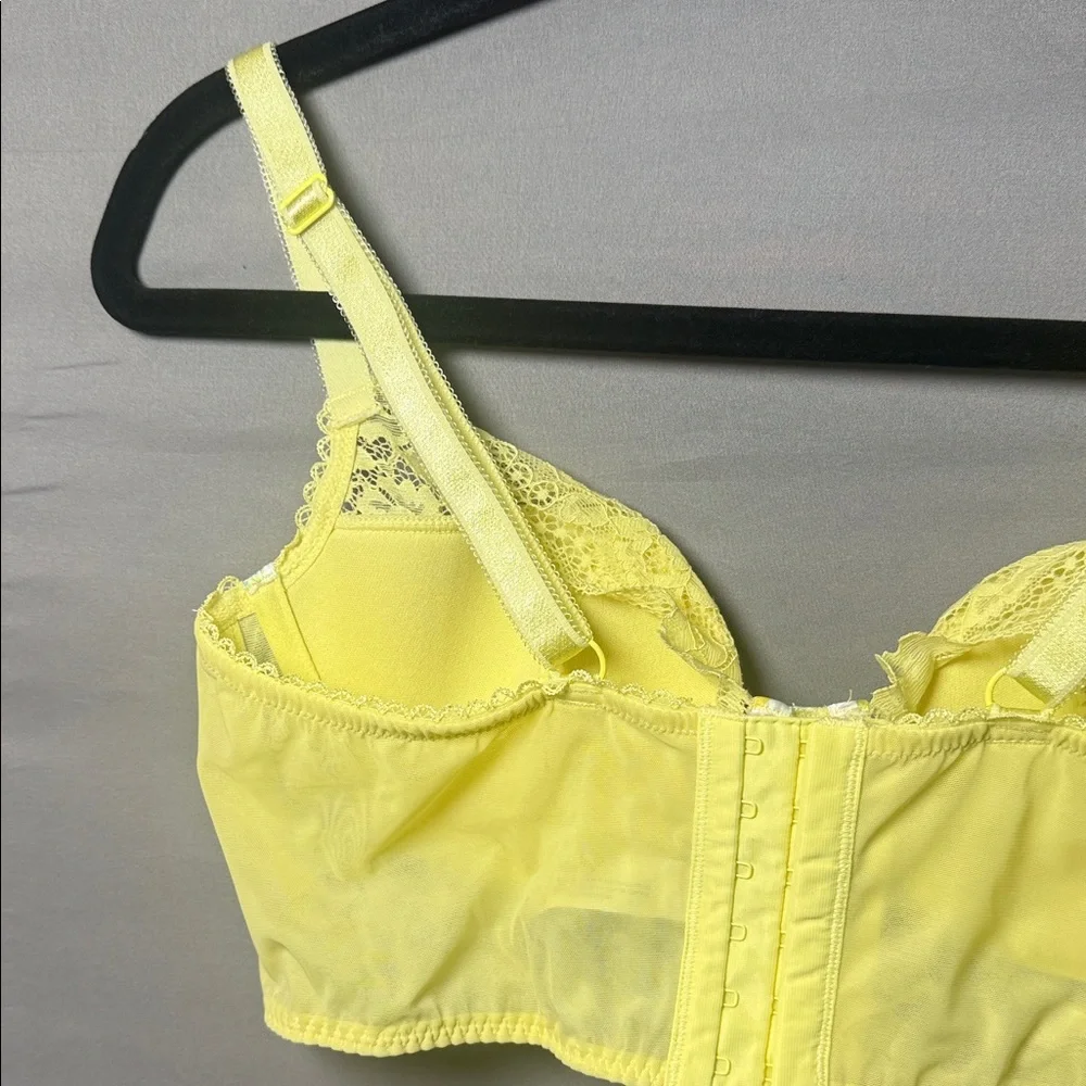 Adore Me Lemon‎ Print Lace Longline Bra 36C Yellow Floral Bralette - Picture 8 of 8